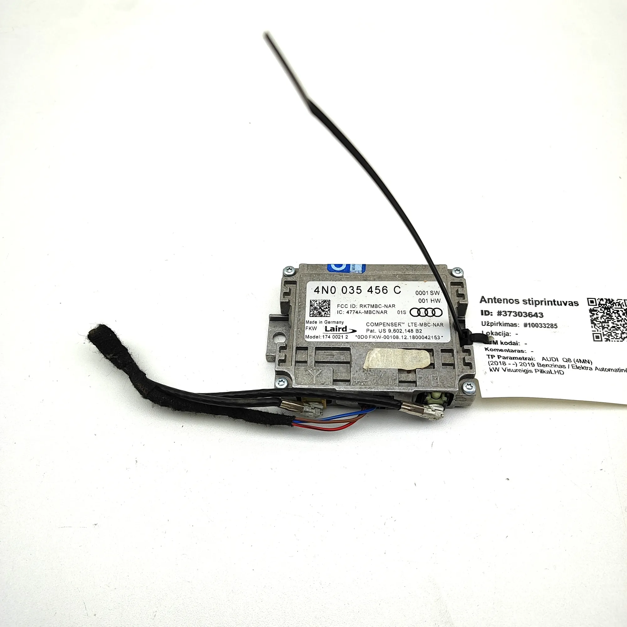 AUDI Q8 4MN Antenna Amplifier 4N0035456C 3.0 Hybrid 250kw 2019 37303643