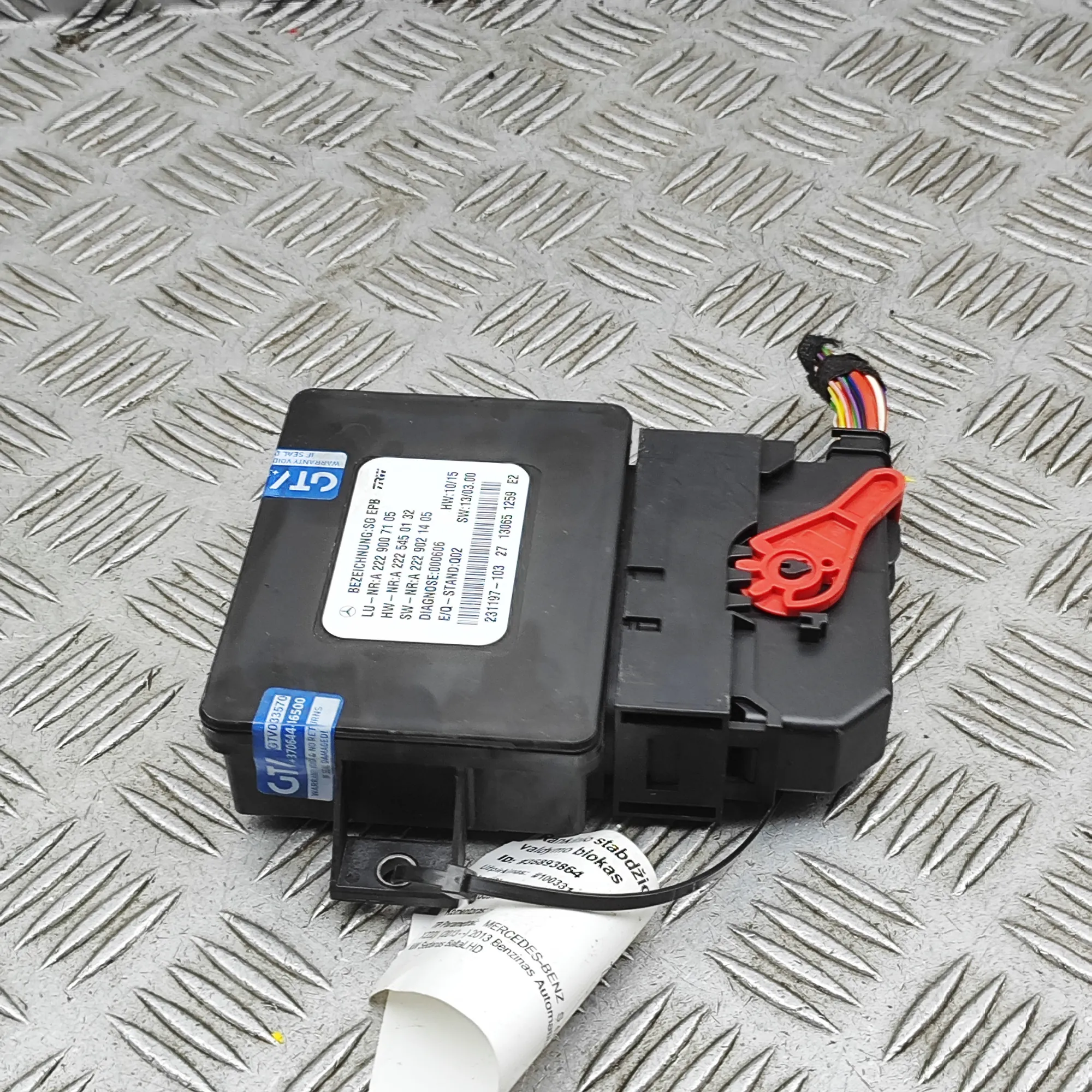 MERCEDES-BENZ S W222 Handbrake Control Unit A2229007105 4.7 Petrol 335kW 2013