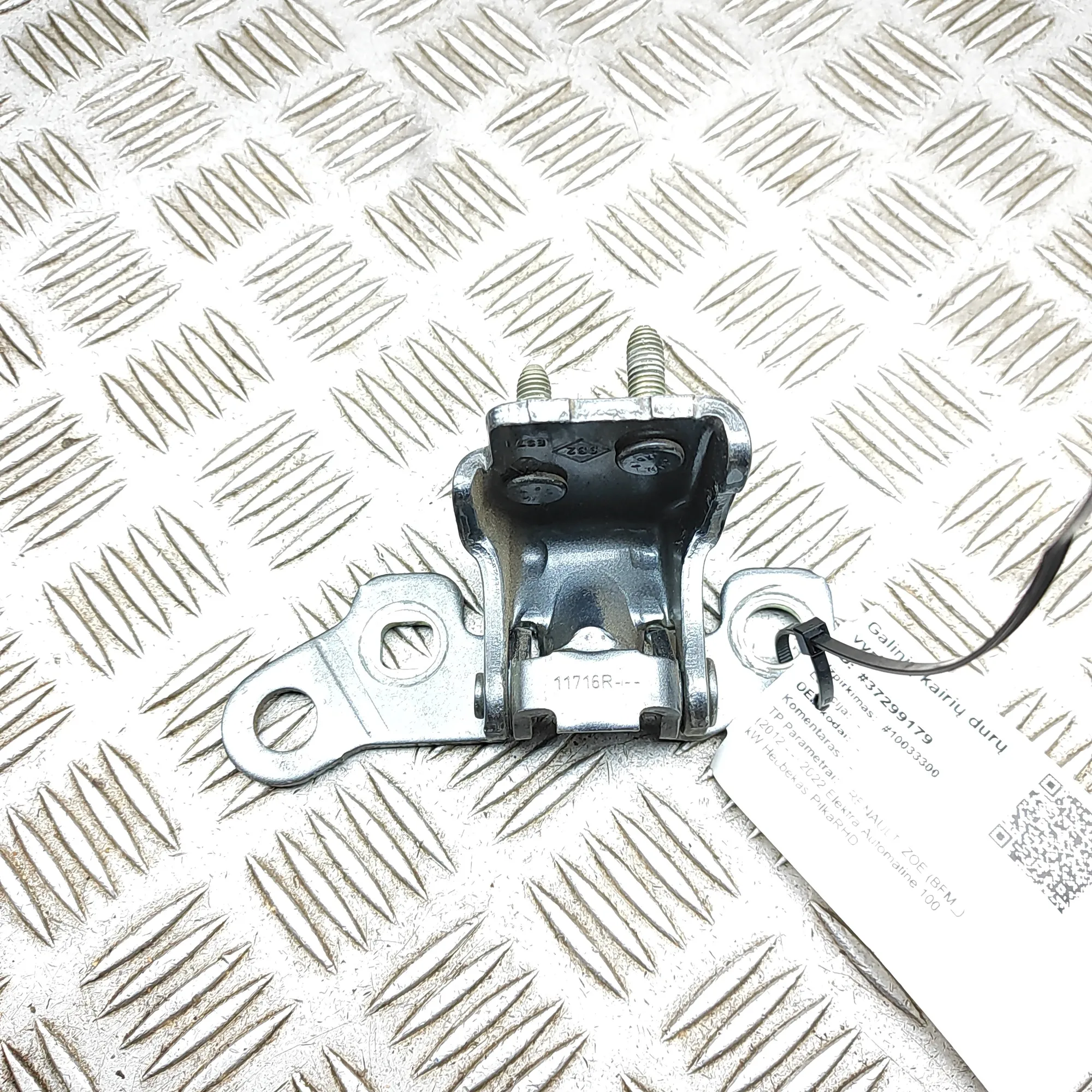 RENAULT ZOE BFM Rear Left Upper Door Hinge 824014370R 2022 37299179